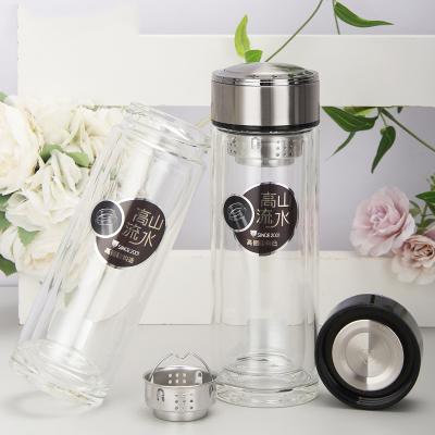 廠家批發定制LOGO 雙層高硼硅杯 厚底水晶杯